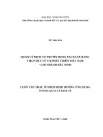 Quản lý dịch vụ phi tín dụng tại ngân hàng thương mại cổ phần đầu tư và phát triển việt nam chi nhánh bắc ninh 