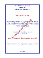 HOÀN THIỆN CÔNG tác QUẢN lý THU NGÂN SÁCH NHÀ nước cấp TỈNH tại sở tài CHÍNH THỪA THIÊN HUẾ 