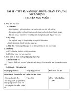 Giáo án Ngữ văn 6 bài 11: Chân, Tay, Tai, Mắt, Miệng