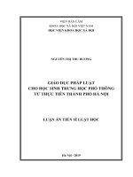 Giáo dục pháp luật cho học sinh trung học phổ thông từ thực tiễn Thành phố Hà Nội (Luận án tiến sĩ)