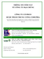 THÔNG TIN TÓM TẮT VỀ CÔNG TY ĐẠI CHÚNG CÔNG TY CỔ PHẦN DƯỢC PHẨM TRUNG ƯƠNG CODUPHA