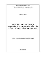 Luận văn khai phá luật kết hợp nhị phân, ứng dụng sắp xếp các loại tài liệu phục vụ đọc giả 