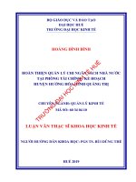 HOÀN THIỆN QUẢN lý CHI NGÂN SÁCH NHÀ nước tại PHÒNG tài CHÍNH   kế HOẠCH HUYỆN HƯỚNG hóa, TỈNH QUẢNG TRỊ 