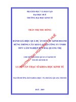 ĐÁNH GIÁ HIỆU QUẢ dự án đầu tư KINH DOANH RỪNG TRỒNG cây KEO LAI tại CÔNG TY TNHH MTV lâm NGHIỆP bến hải, QUẢNG TRỊ 