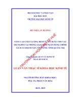 Nâng cao chất lượng dịch vụ tín dụng cho vay hộ nghèo tại phòng giao dịch ngân hàng chính sách xã hội huyện vĩnh linh, tỉnh quảng trị 