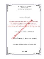 HOÀN THIỆN CÔNG tác THANH TRA, GIÁM sát HOẠT ĐỘNG QUỸ tín DỤNG NHÂN dân của NGÂN HÀNG NHÀ nước CHI NHÁNH TỈNH QUẢNG TRỊ 
