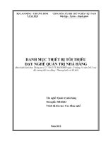 DANH MỤC THIẾT BỊ TỐI THIỂUDẠY NGHỀ QUẢN TRỊ NHÀ HÀNG