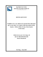 Nghiên cứu các nhân tố ảnh hưởng đến kết quả làm việc của nhân viên ban khai thác mạng   tổng công ty hạ tầng mạng (VNPT–NET) 