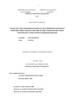 Đánh giá kết quả điều trị hỗ trợ suy đa tạng bằng lọc máu liên tục tĩnh mạch – tĩnh mạch bù dịch đồng thời trước và sau quả lọc tt tiếng anh