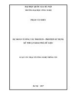 Luận văn thạc sĩ công nghệ thông tin dự đoán tương tác protein – protein sử dụng kỹ thuật khai phá dữ liệu 