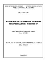 Nghiên cứu hoàn thiện mô hình tổ chức và hoạt động thư viện trường phổ thông trên địa bàn thành phố hồ chí minhj tt tiếng anh