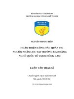 Hoàn thiện công tác quản trị nguồn nhân lực tại trường cao đẳng nghề quốc tế vabis hồng lam 