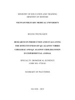 Nghiên cứu chế tạo và đánh giá hiệu lực của kháng thể igy kháng vi khuẩn tả và độc tố tả trên thực nghiệm tt tiếng anh