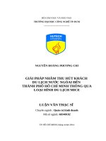 Giải pháp nhằm thu hút khách du lịch nước ngoài đến thành phố hồ chí minh thông qua loại hình du lịch mice 