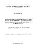 Tổ chức không gian nông nghiệp đô thị hướng đến quy hoạch xây dựng đô thị phát triển bền vững mang bản sắc địa phương ở đồng bằng sông cửu long tt anh