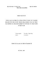 Nâng cao vai trò của tổng công ty đầu tư và kinh doanh vốn nhà nước trong hoạt động tái cấu trúc tài chính của các doanh nghiệp có vốn đầu tư nhà nước ở việt nam tt tiếng anh