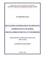 Phát triển năng lực công nghệ thông tin trong dạy học cho sinh viên sư phạm ở trường đại học tt tiếng anh