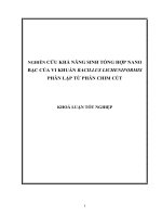 NGHIÊN CỨU KHẢ NĂNG SINH TỔNG HỢP NANO BẠC CỦA VI KHUẨN BACILLUS LICHENIFORMIS PHÂN LẬP TỪ PHÂN CHIM CÚT
