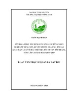 Đánh giá công tác đăng ký cấp giấy chứng nhận quyền sử dụng đất, quyền sở hữu nhà ở và tài sản khác gắn liền với đất trên địa bàn huyện bảo thắng, tỉnh lào cai giai đoạn 2013   2017 