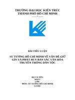TƯ TƯỞNG HỒ CHÍ MINH TƯ TƯỞNG HỒ CHÍ MINH VỀ VẤN ĐỀ GIỮ GÌN VÀ PHÁT HUY BẢN SẮC VĂN HÓA TRUYỀN THỐNG DÂN TỘC