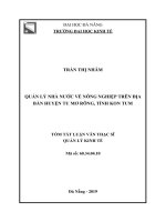 Quản lý nhà nước về nông nghiệp trên địa bàn huyện tu mơ rông, tỉnh kon tum 