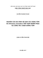 Nghiên cứu đa hình hệ gen các dòng tôm sú (penaeus monodon) việt nam nhằm phục vụ công tác chọn giống tôm