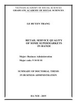 Chất lượng dịch vụ bán lẻ của một số siêu thị kinh doanh tổng hợp tại hà nội tt tiếng anh