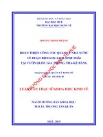 HOÀN THIỆN CÔNG tác QUẢN lý NHÀ nước về HOẠT ĐỘNG DU LỊCH SINH THÁI tại vườn QUỐC GIA PHONG NHA kẻ BÀNG 