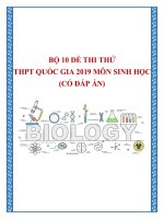 Bộ 10 đề thi thử THPT quốc gia 2019 môn sinh học có đáp án 