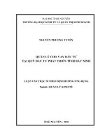 Quản lý cho vay đầu tư tại quỹ đầu tư phát triển tỉnh Bắc Ninh (Luận văn thạc sĩ)