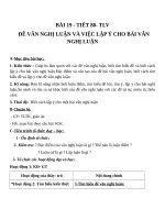 Giáo án Ngữ văn 7 bài 19: Đề văn nghị luận và việc lập ý cho bài văn nghị luận