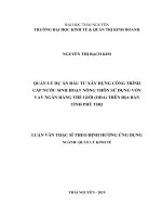 Quản lý dự án đầu tư xây dựng công trình cấp nước sinh hoạt nông thôn sử dụng vốn vay ngân hàng thế giới (ODA) trên địa bàn tỉnh phú thọ 
