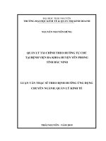 Quản lý tài chính theo hướng tự chủ tại Bệnh viện Đa khoa huyện Yên Phong, tỉnh Bắc Ninh (Luận văn thạc sĩ)