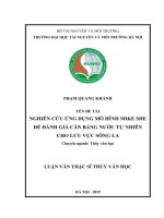 Ứng dụng mô hình MIKE SHE để đánh giá cân bằng nước tự nhiên trên lưu vực sông la 