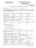 ĐỀ KHẢO SÁT CHUYÊN ĐỀ LẦN 3 MÔN: HOÁ HỌC – LỚP 10