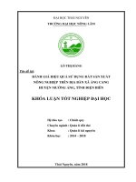Đánh giá hiệu quả sử dụng đất sản xuất nông nghiệp trên địa bàn xã ẳng cang   huyện mường ảng   tỉnh điện biên 