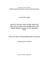 Quản lý tài sản công về đất, nhà làm việc tại các đơn vị sự nghiệp công lập thuộc phạm vi quản lý của tỉnh bắc kạn 