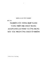 NGHIÊN cứu TỔNG hợp NANO VÀNG TRÊN hệ CHẤT MANG ALGINATE LACTOSE và ỨNG DỤNG xúc tác PHẢN ỨNG CHẤT ô NHIỄM 