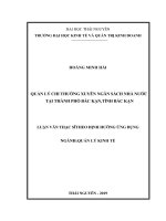 Quản lý chi thường xuyên ngân sách nhà nước tại thành phố Bắc Kạn, tỉnh Bắc Kạn (Luận văn thạc sĩ)