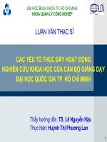 Các yếu tố thúc đẩy hoạt động nghiên cứu khoa học của cán bộ giảng dạy đại học quốc gia thành phố hồ chí minh slide