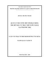 (Luận văn thạc sĩ) Quản lý nhà nước đối với hoạt động thu hút đầu tư trực tiếp nước ngoài tại tỉnh Phú Thọ