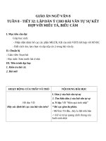 Giáo án Ngữ văn 8 bài 8: Lập dàn ý cho bài văn tự sự kết hợp với miêu tả và biểu cảm