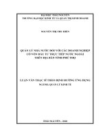 (Luận văn thạc sĩ) Quản lý nhà nước đối với các doanh nghiệp có vốn đầu tư trực tiếp nước ngoài trên địa bàn tỉnh Phú Thọ