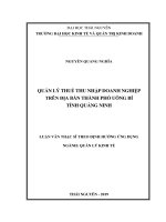 (Luận văn thạc sĩ) Quản lý thuế thu nhập doanh nghiệp trên địa bàn thành phố Uông Bí tỉnh Quảng Ninh