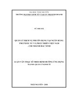 (Luận văn thạc sĩ) Quản lý dịch vụ phi tín dụng tại Ngân hàng Thương mại Cổ phần Đầu tư và Phát triển Việt Nam chi nhánh Bắc Ninh