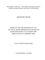 Nghiên cứu mức độ ảnh hưởng của các yếu tố cấu thành trình độ tập luyện đối với thành tích thi đấu của vận động viên đội tuyển đá cầu tỉnh đồng tháp 