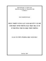 Phát triển năng lực giải quyết vấn đề cho học sinh trong dạy học địa lí 10 ở trường trung học phổ thông 