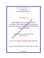 HOÀN THIỆN CÔNG tác QUẢN lý THUẾ GIÁ TRỊ GIA TĂNG DOANH NGHIỆP NGOÀI QUỐC DOANH tại CHI cục THUẾ THÀNH PHỐ ĐỒNG hới, TỈNH QUẢNG BÌNH 