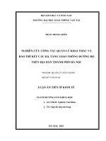Nghiên cứu công tác quản lý khai thác và bảo trì kết cấu hạ tầng giao thông đường bộ trên địa bàn thành phố hà nội