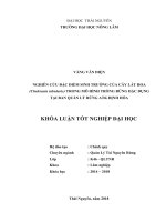 Nghiên cứu đặc điểm sinh trưởng của cây lát hoa (chukrasia tabularis) trong mô hình trồng rừng đặc dụng tại ban quản lý rừng ATK định hóa 